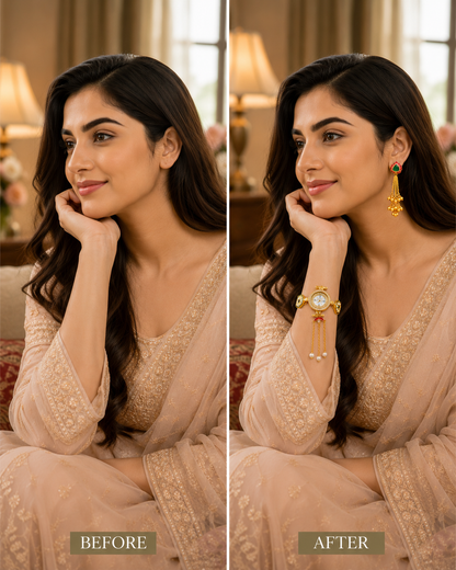 Kashmiri Traditional Watch & Matching Earrings Combo Set for Women | Stylish Ethnic Gift | Fashion Accessories