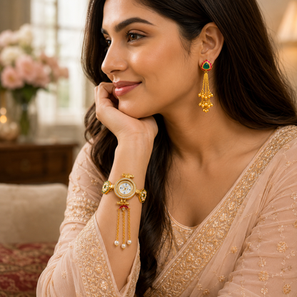Kashmiri Traditional Watch & Matching Earrings Combo Set for Women | Stylish Ethnic Gift | Fashion Accessories