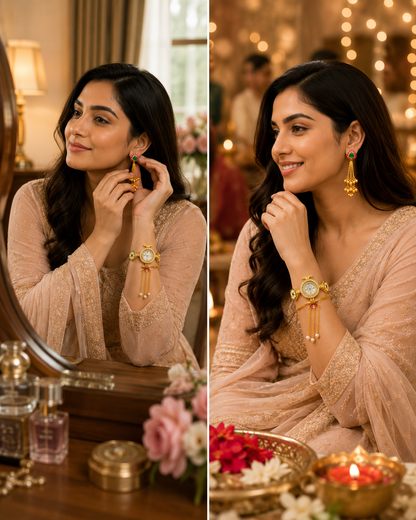 Kashmiri Traditional Watch & Matching Earrings Combo Set for Women | Stylish Ethnic Gift | Fashion Accessories